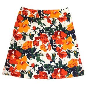 OSCAR by Oscar de la Renta Floral A-Line Stretchy Cotton Skirt